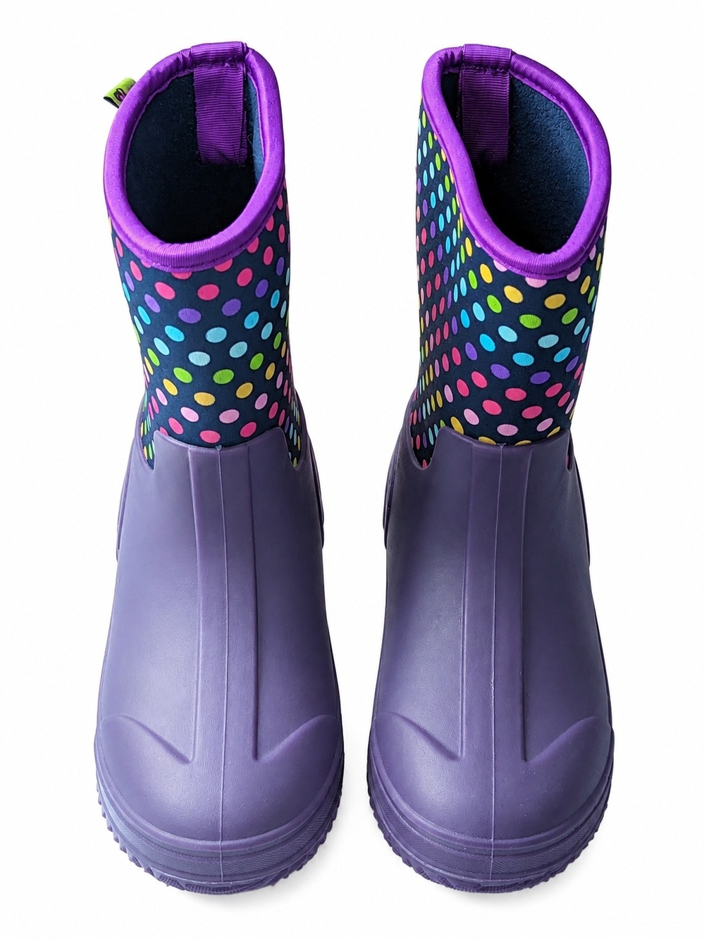 Kids Purple Dot-Trim Rain Boots